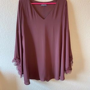 💗 ASTR Maroon Bell Lace Long Sleeve Dress